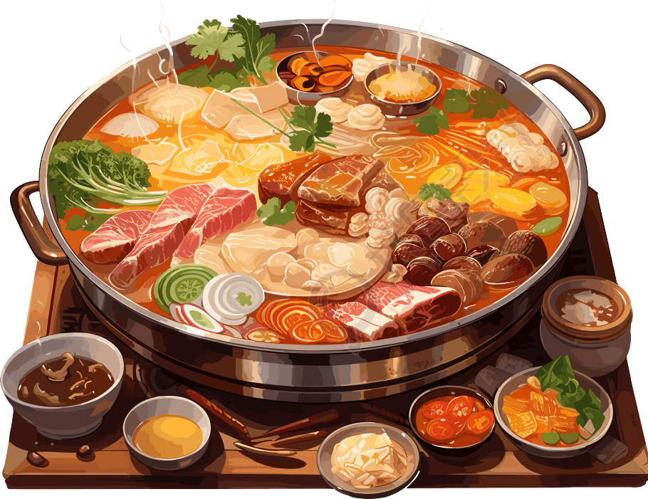 秋冬热气腾腾的火锅插图