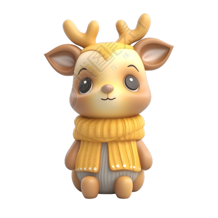 棕色麋鹿3D光泥动物宝宝插画