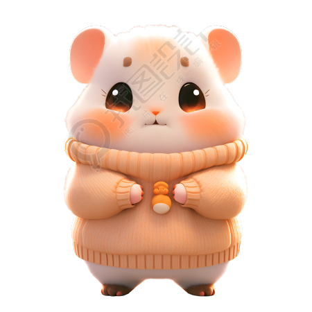 可商用3D光泽黏土动物小仓鼠插画