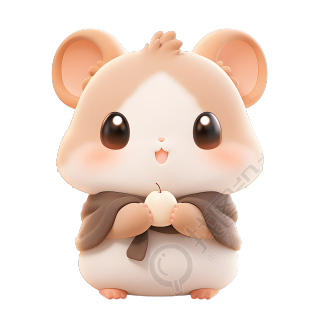 小仓鼠3D光泽粘土透明背景素材