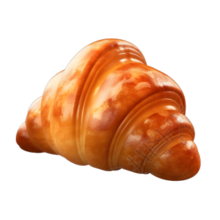 高清3D卡通牛角包PNG插画
