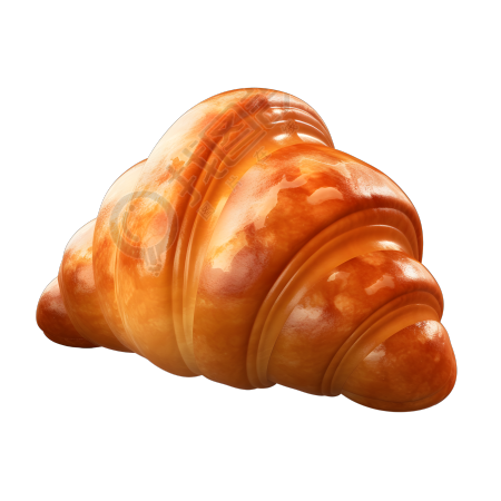 高清3D卡通牛角包PNG插画