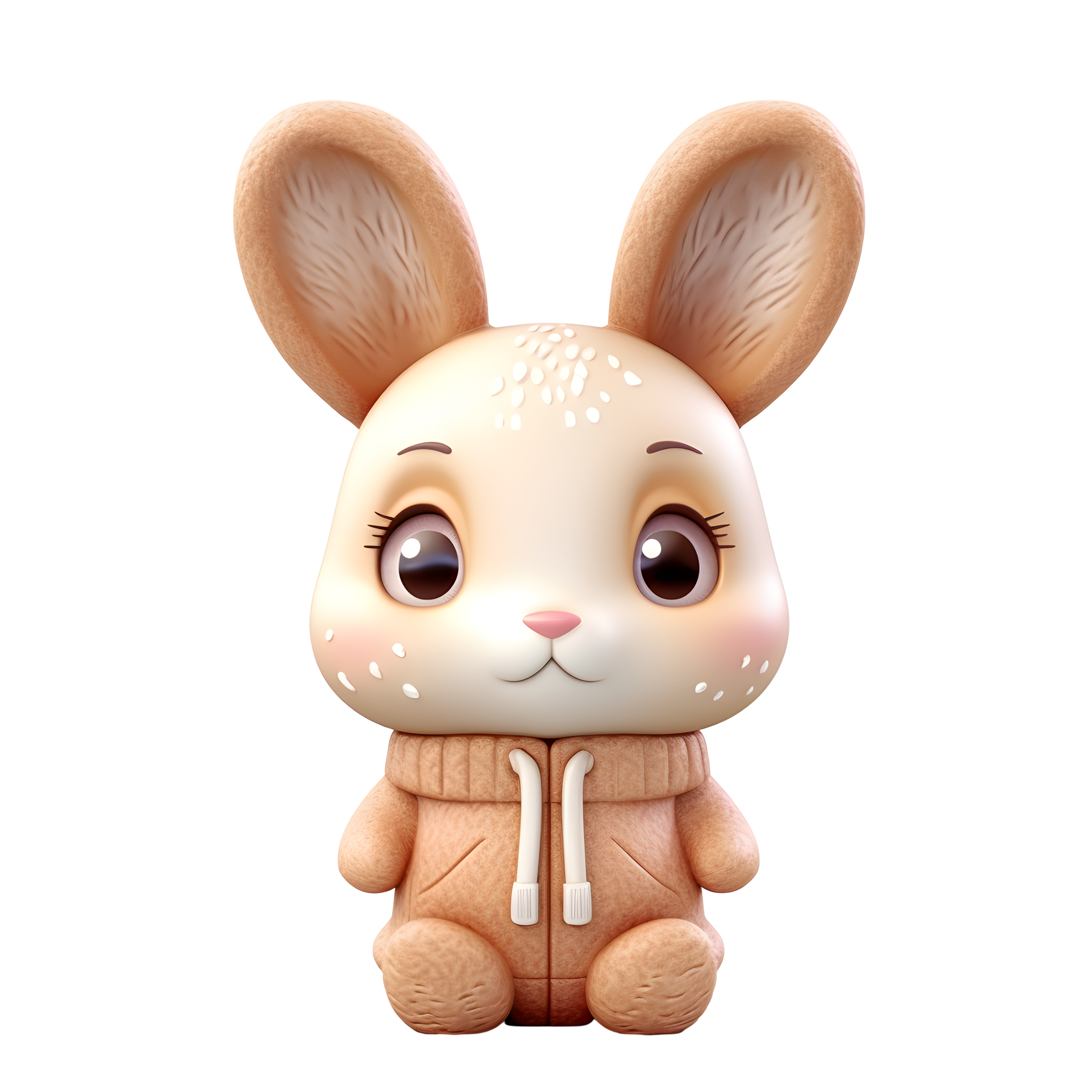 明亮眼睛的小兔子3D粘土PNG插画