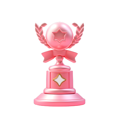 粉色系精美的奖杯3D图标素材