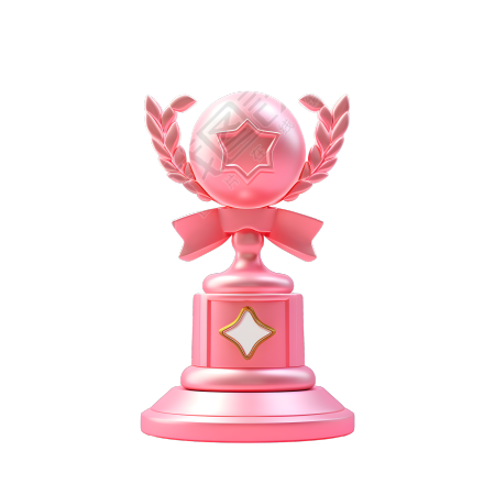 粉色系精美的奖杯3D图标素材