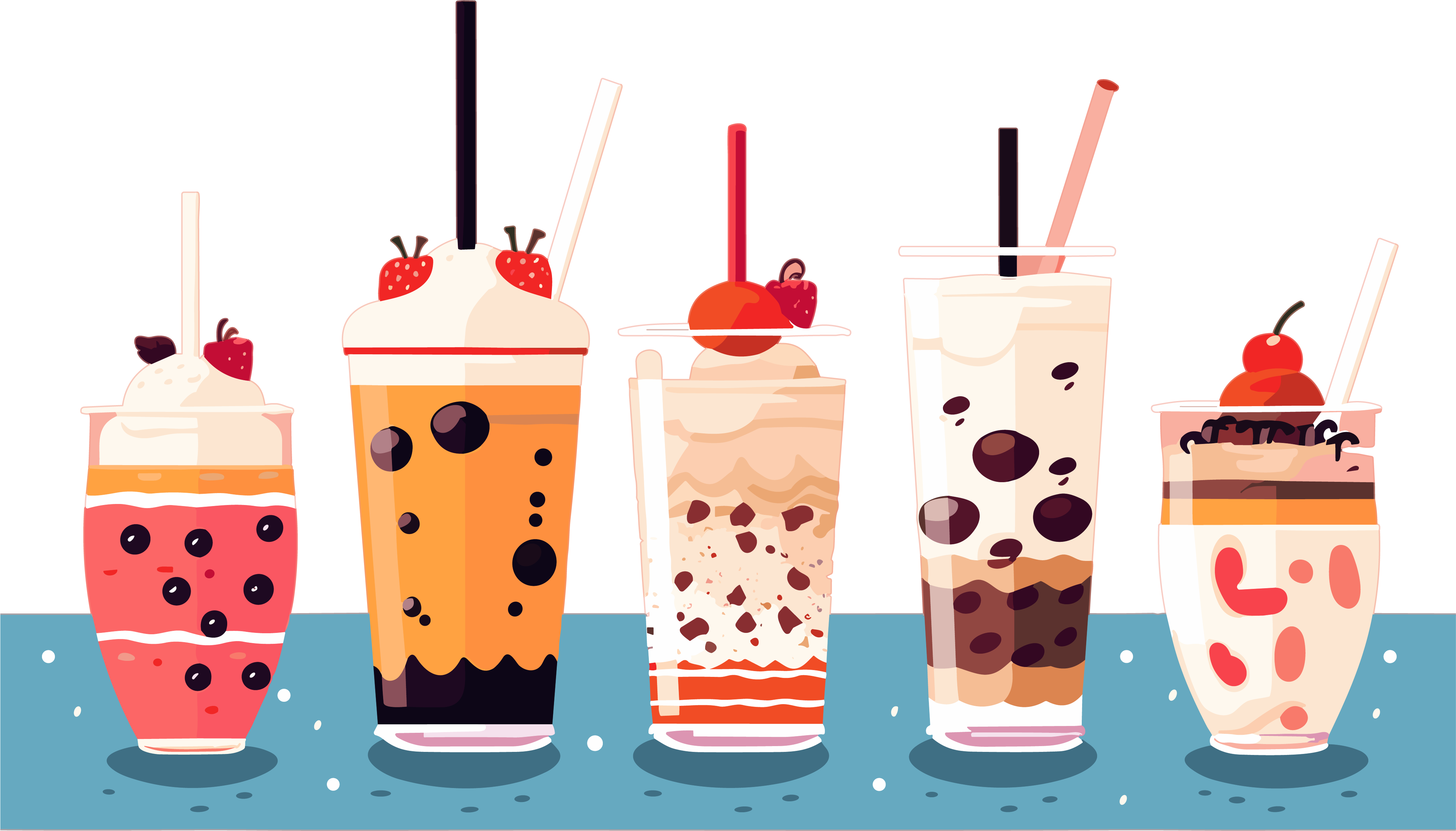 奶茶店插画设计素材