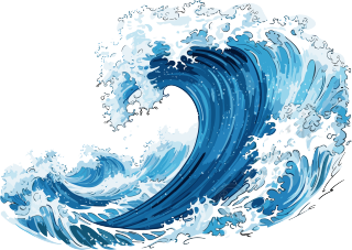 蓝色和深蓝白海浪元素插画