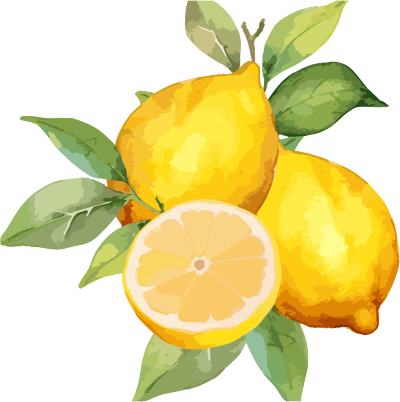 柠檬水彩插画素材