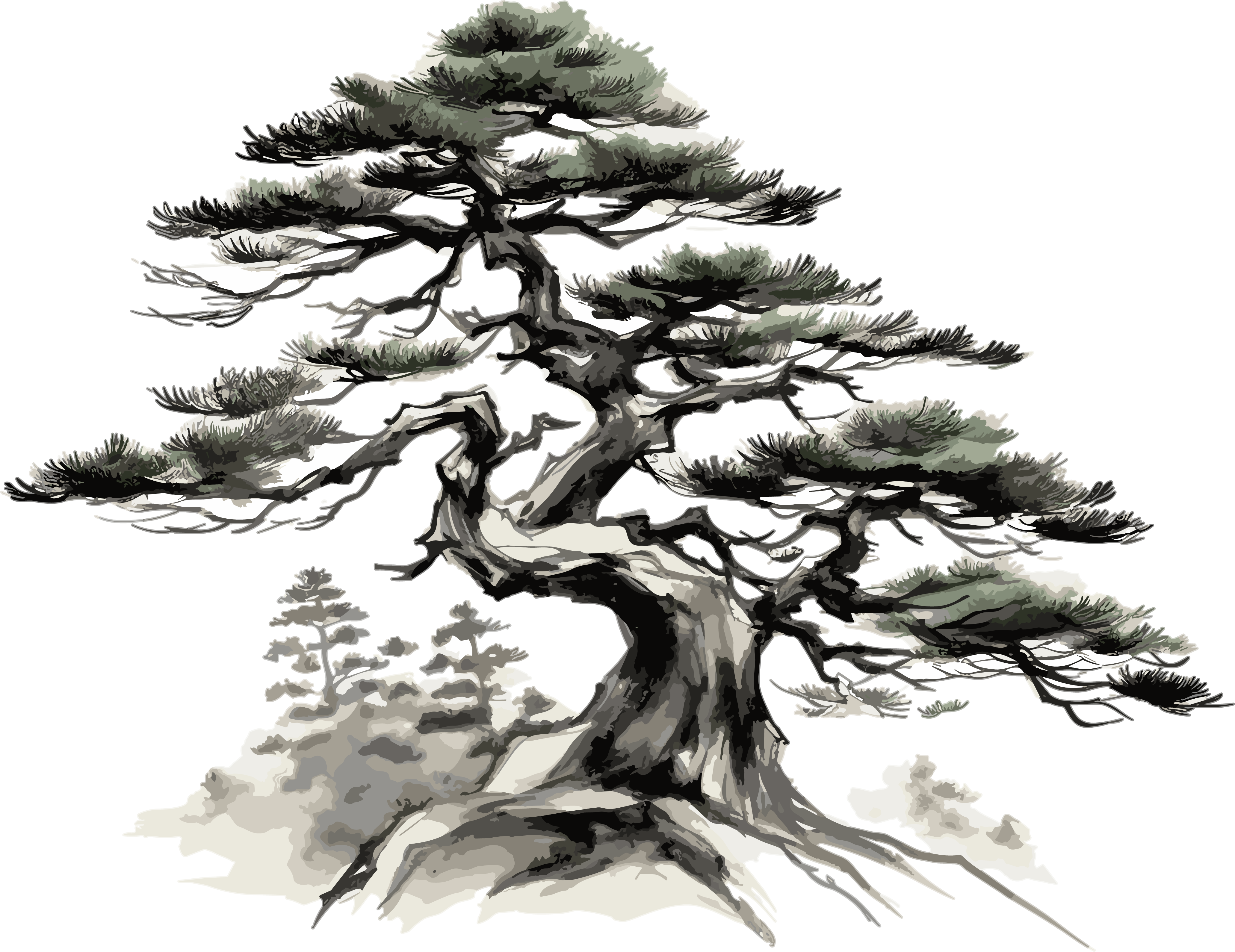 雄伟挺拔的高山松树素材