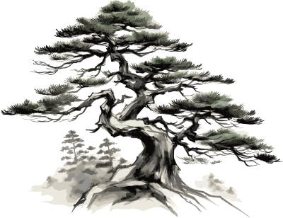 雄伟挺拔的高山松树素材
