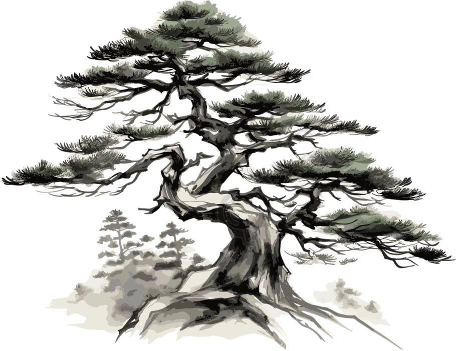 雄伟挺拔的高山松树素材