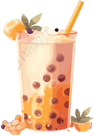 卡通风格中国奶茶插画设计