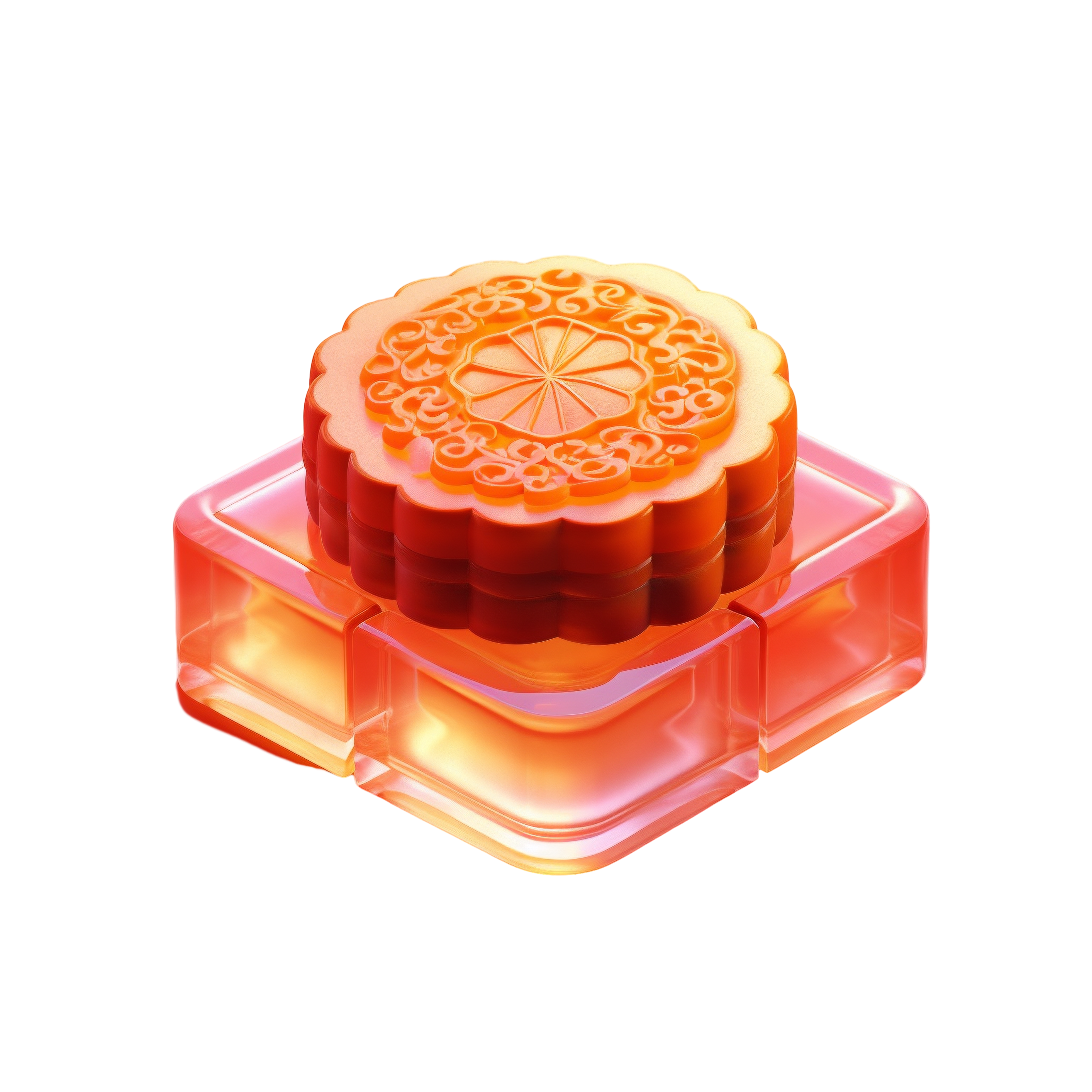 中秋节3D渲染半透明月饼插画
