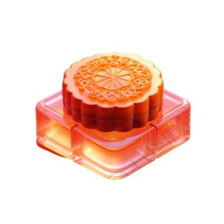 中秋节3D渲染半透明月饼插画