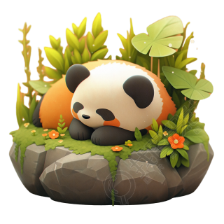 可爱动物盲盒睡觉的熊猫素材