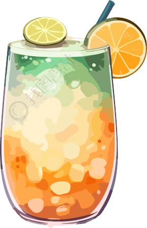 夏日清凉奶茶插画设计素材
