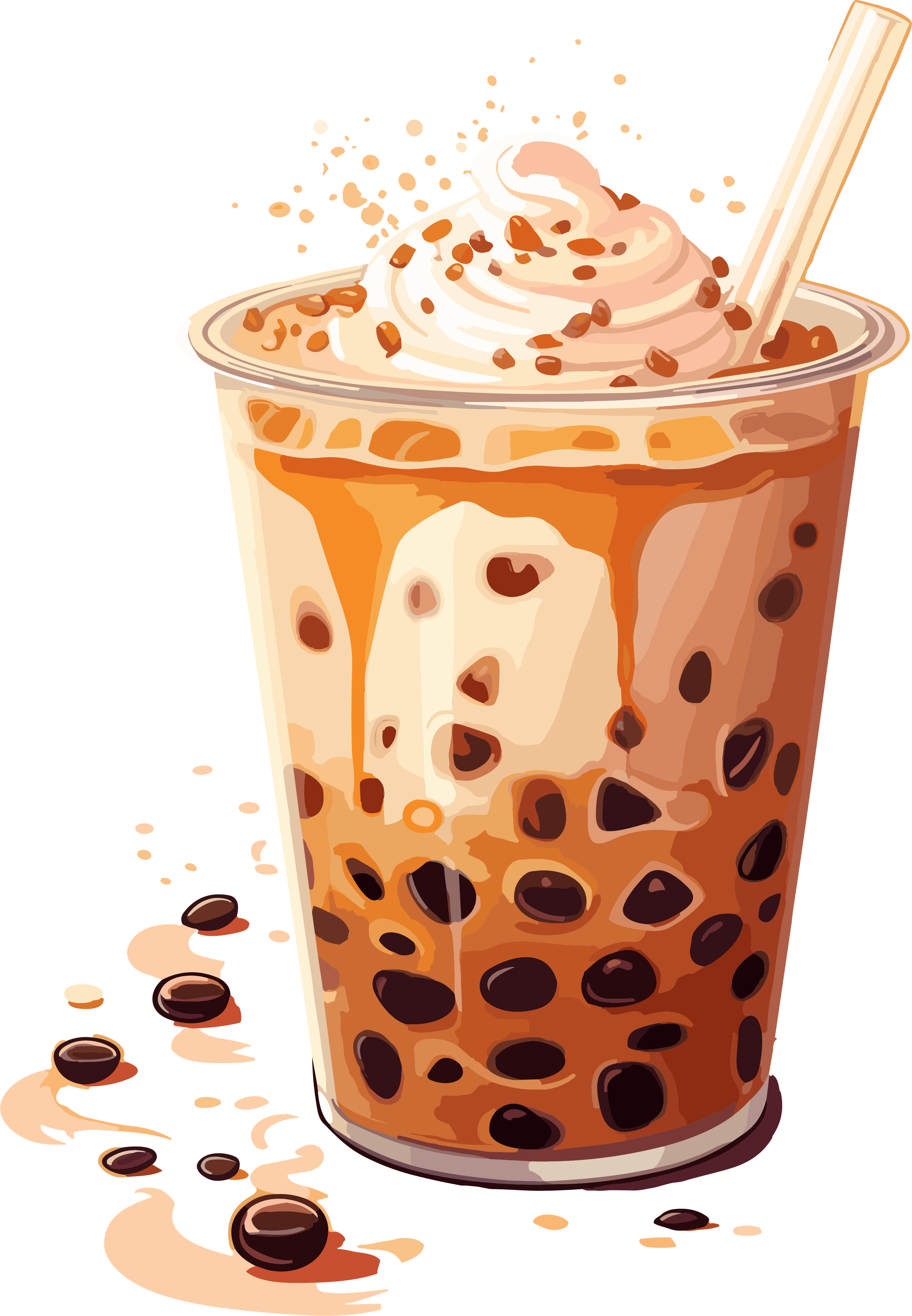 生动活泼的珍珠奶茶插画设计素材