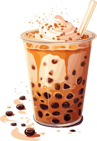 生动活泼的珍珠奶茶插画设计素材