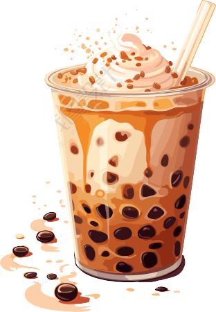 生动活泼的珍珠奶茶插画设计素材
