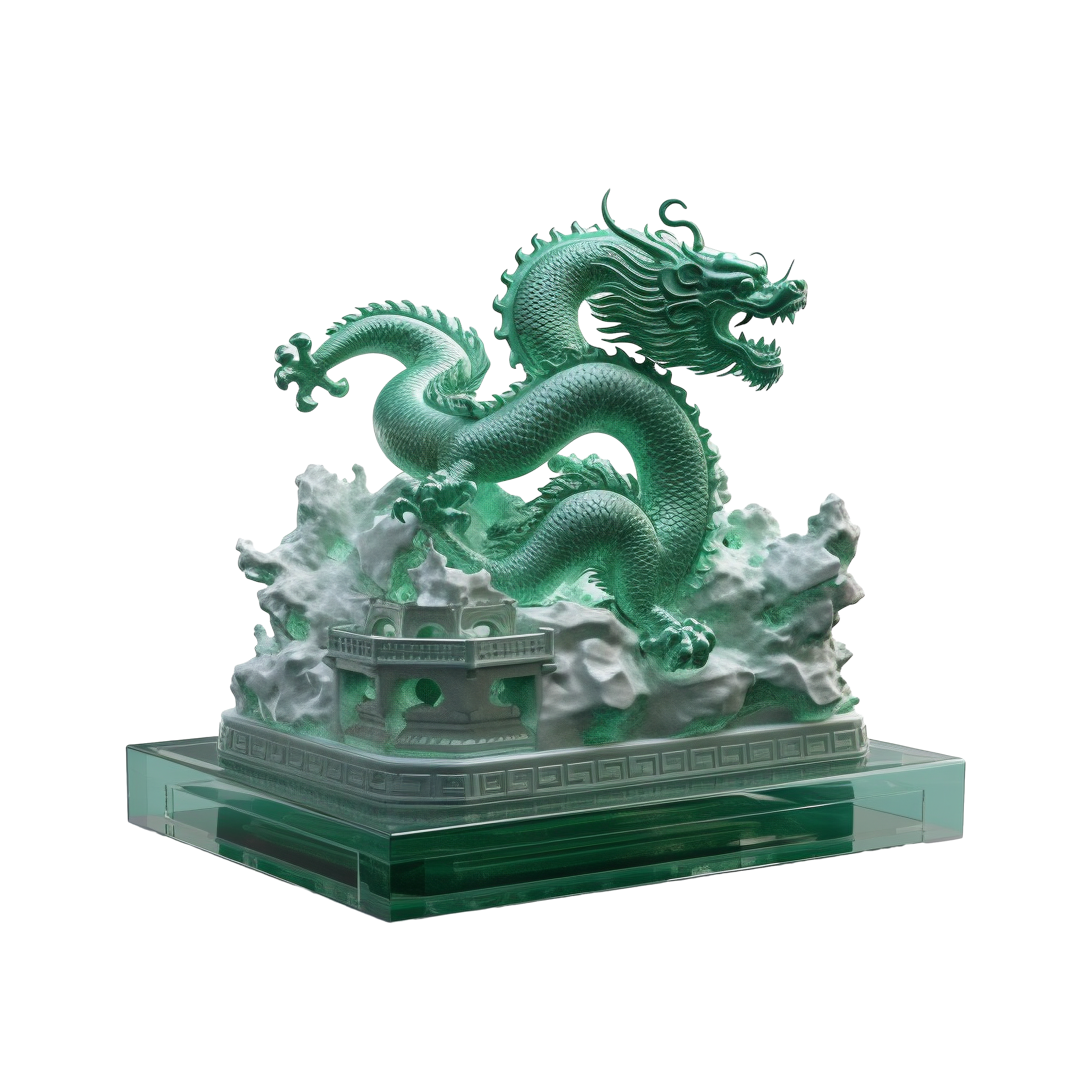 玉质雕刻龙PNG插画设计元素