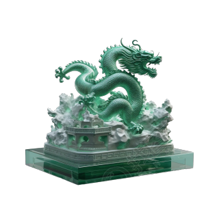 玉质雕刻龙PNG插画设计元素
