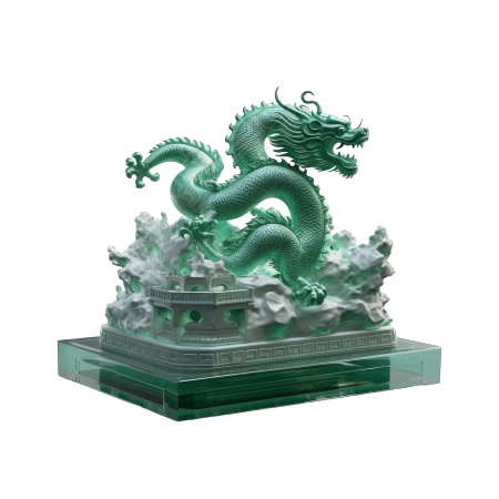 玉质雕刻龙PNG插画设计元素