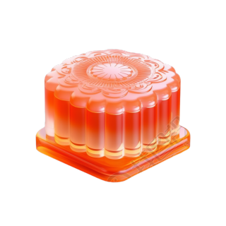 透明背景橙红色月饼高清PNG图形素材