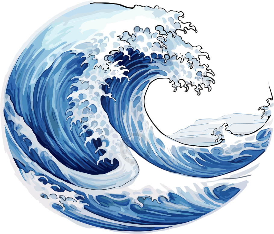 蓝色海浪动态插画设计