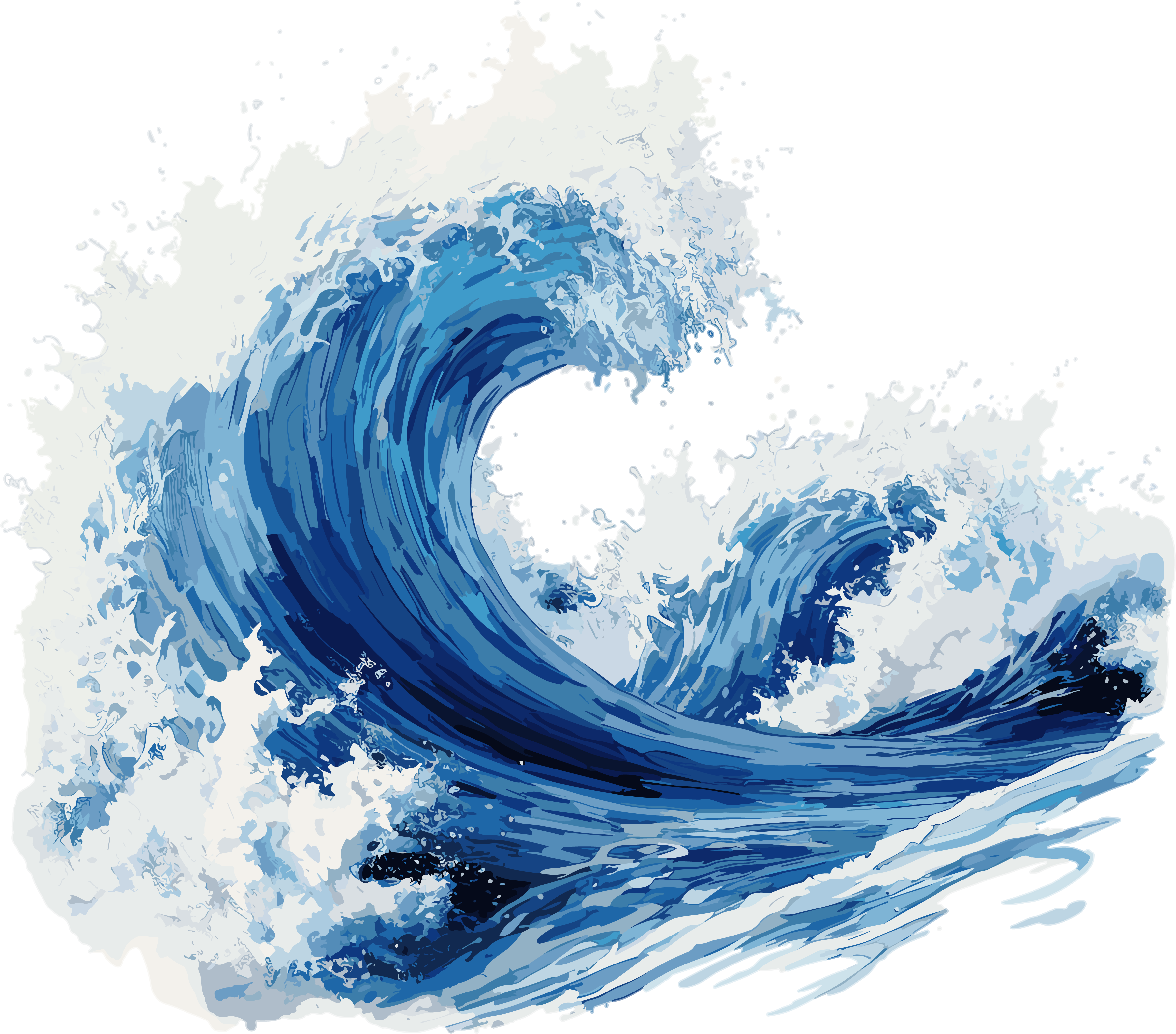 透明背景的海浪插画设计元素