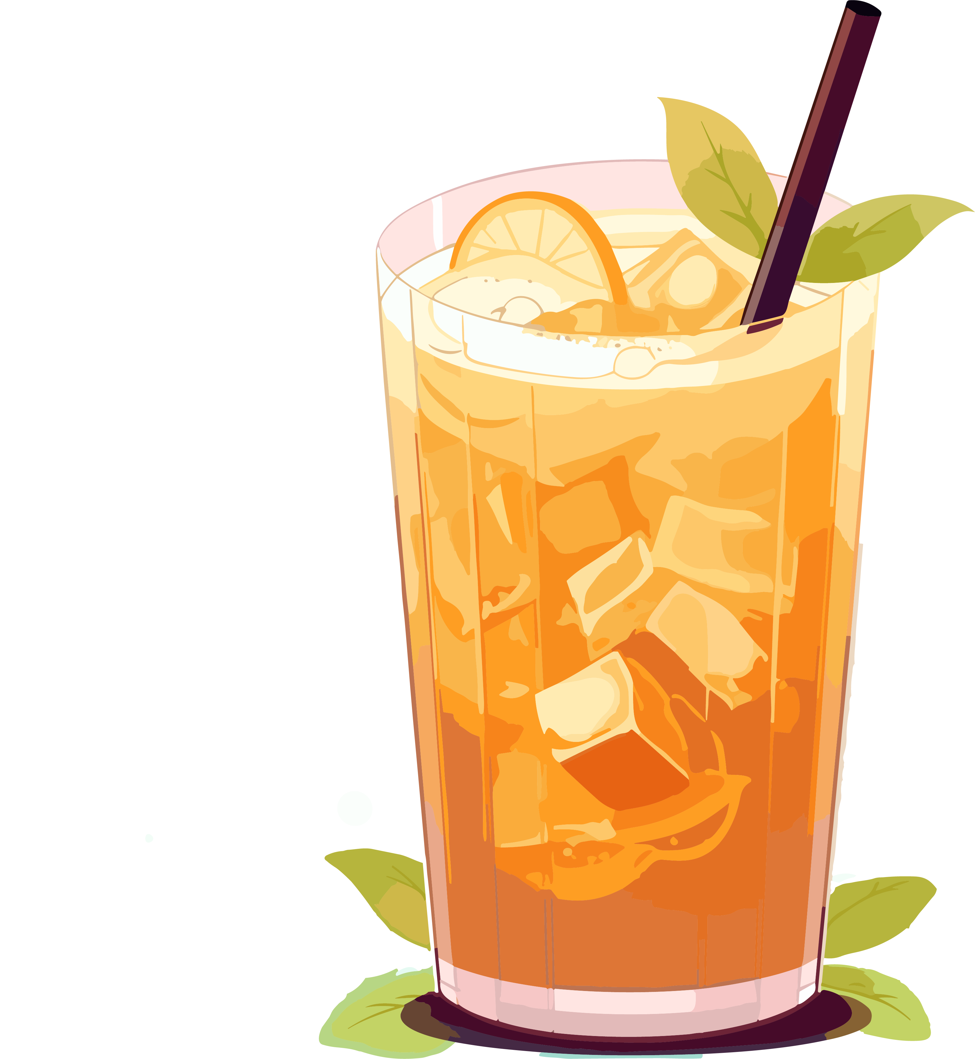 加冰奶茶插画幸福感素材