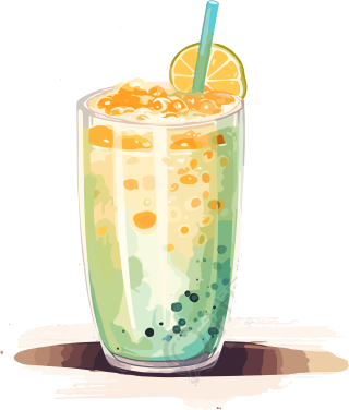 小清新奶茶商用插画