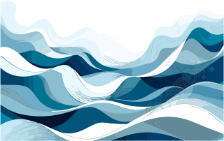 透明背景的抽象海浪插画元素