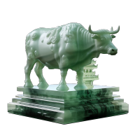 透明背景高清玉质雕刻牛插画素材