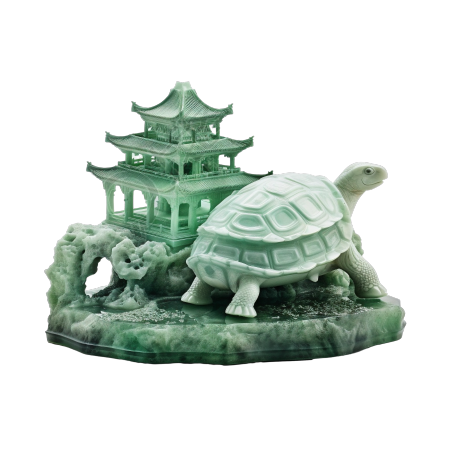 玉质雕刻亭子乌龟图形素材