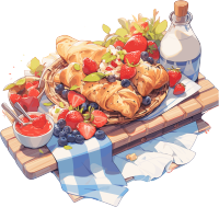 摆满美食的户外野餐毯高清插画设计