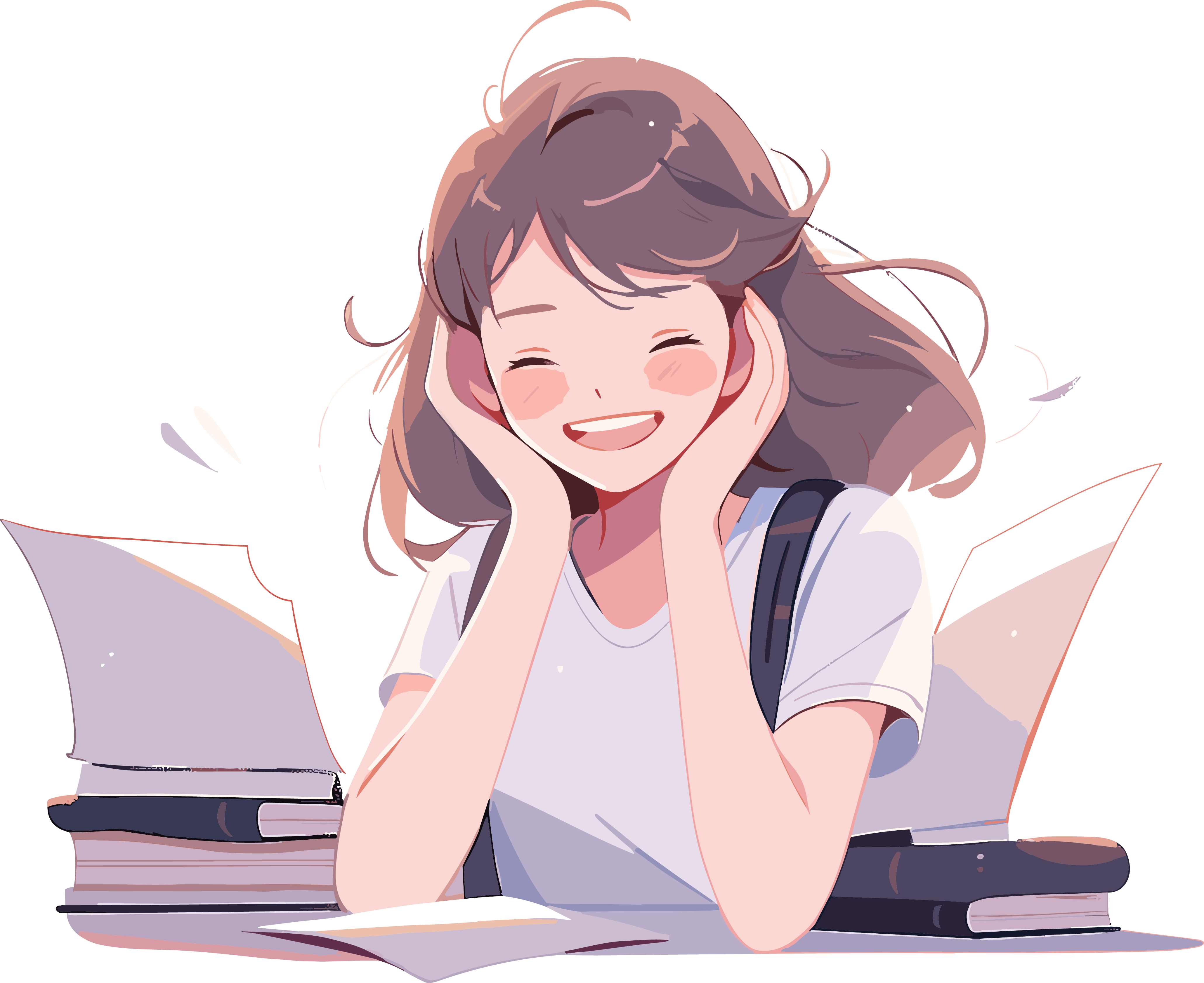 可商用校园女生插画