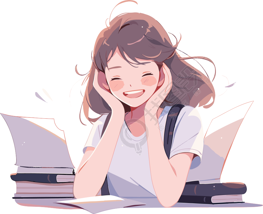 可商用校园女生插画