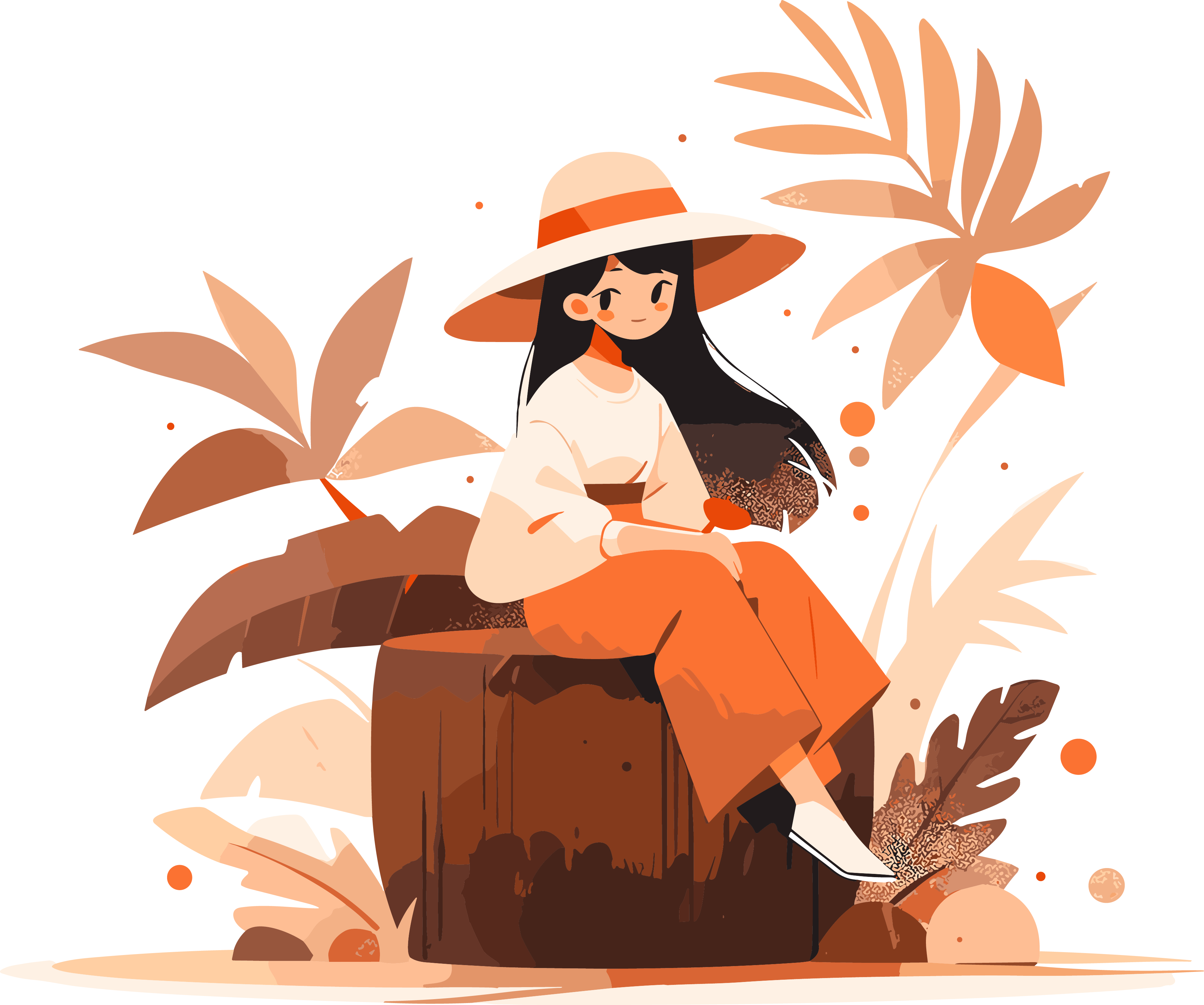 戴帽子的水果女孩透明背景插画