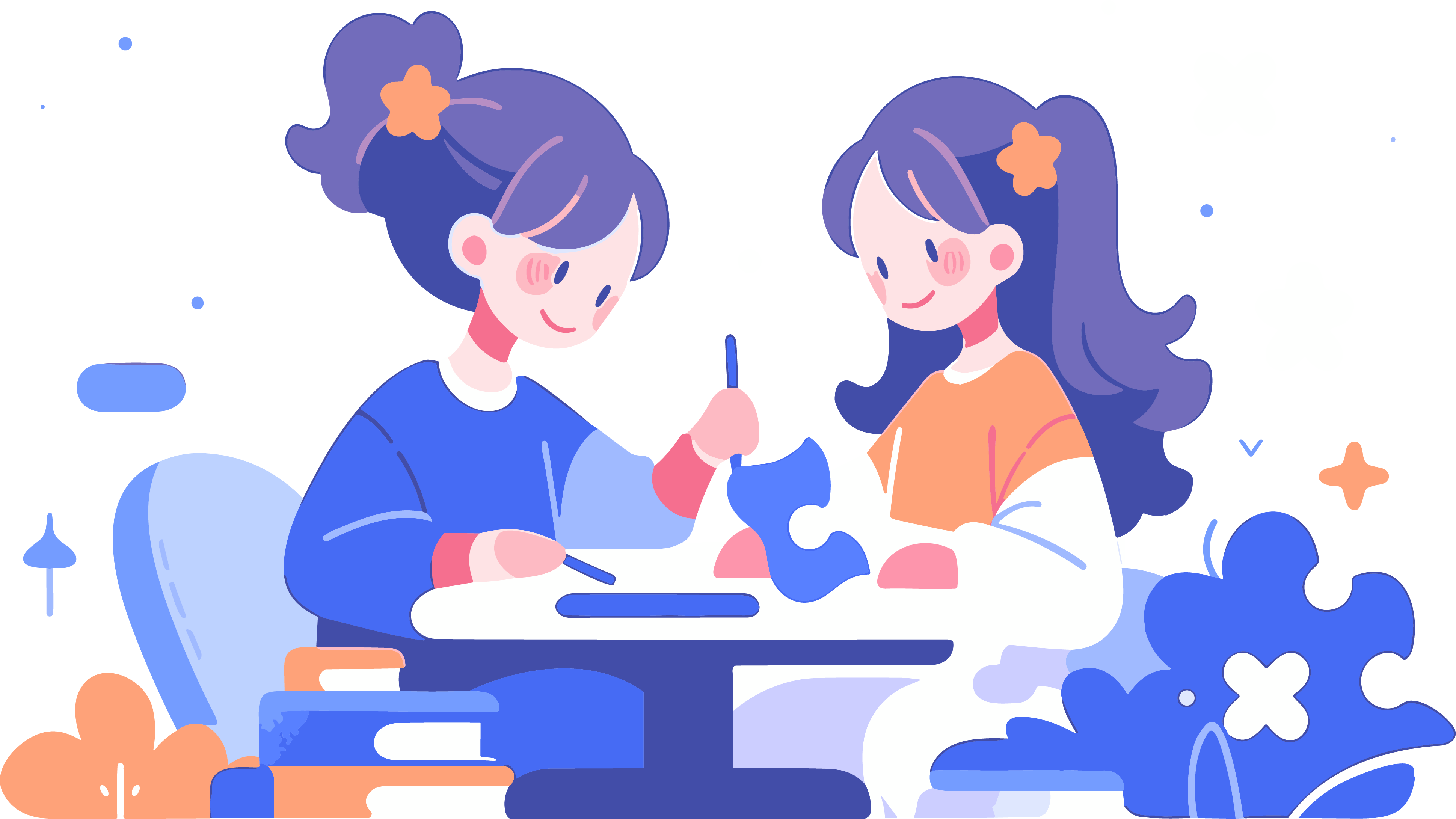 心理咨询玩耍的小朋友插画设计素材