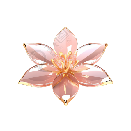 茜素粉金3D立体花朵插画