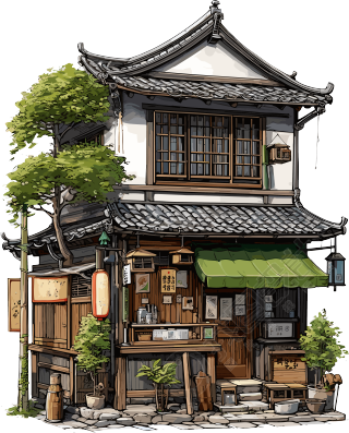 现代建筑插画透明背景素材