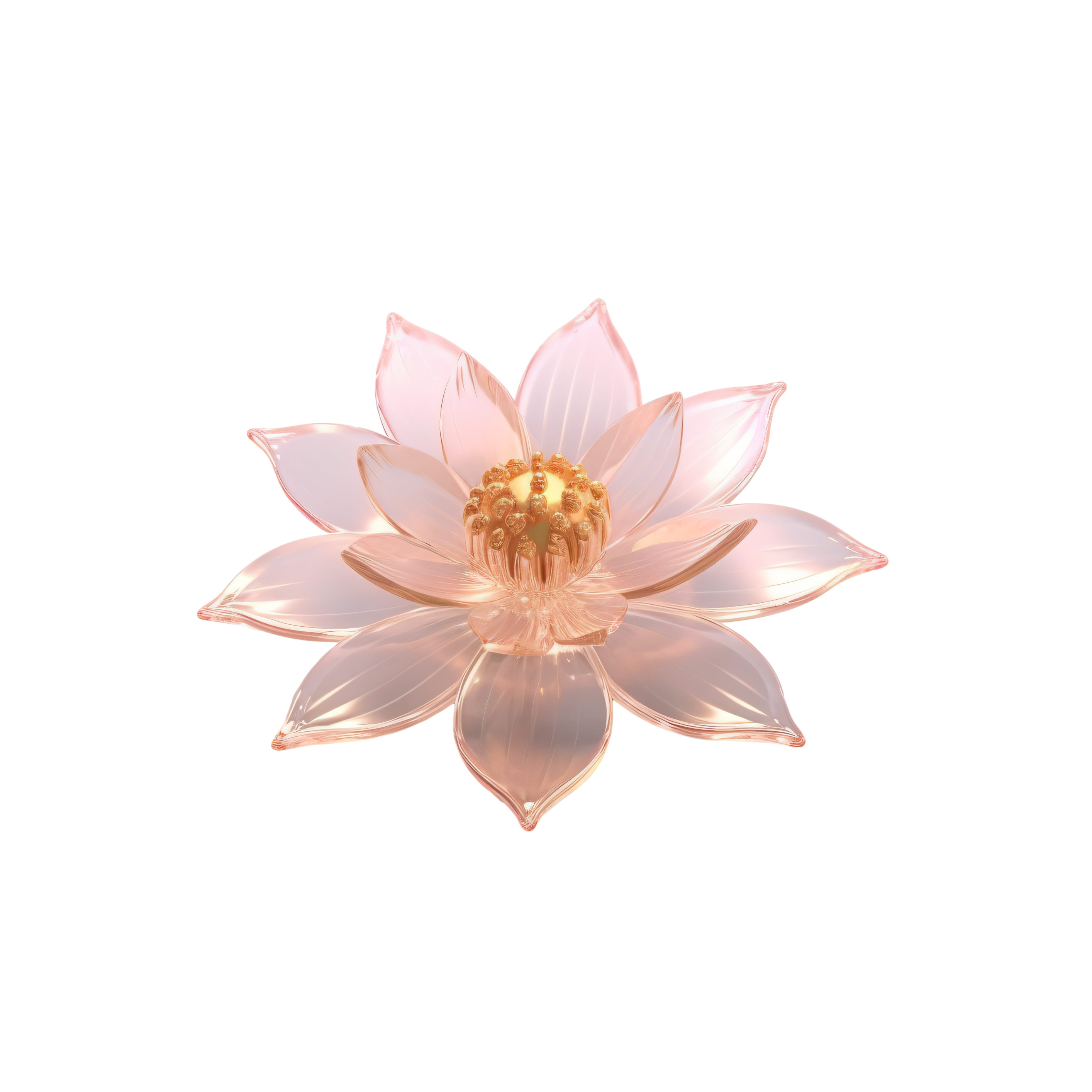 透明背景浅粉金花朵高清PNG素材