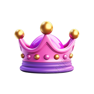粉紫金三色皇冠3D插画素材