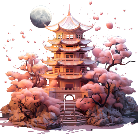月球上的粉色和灰色建筑素材