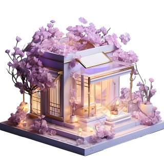 创意建筑粉紫色插图