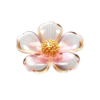 奢华外观的浅粉金花朵图标插画