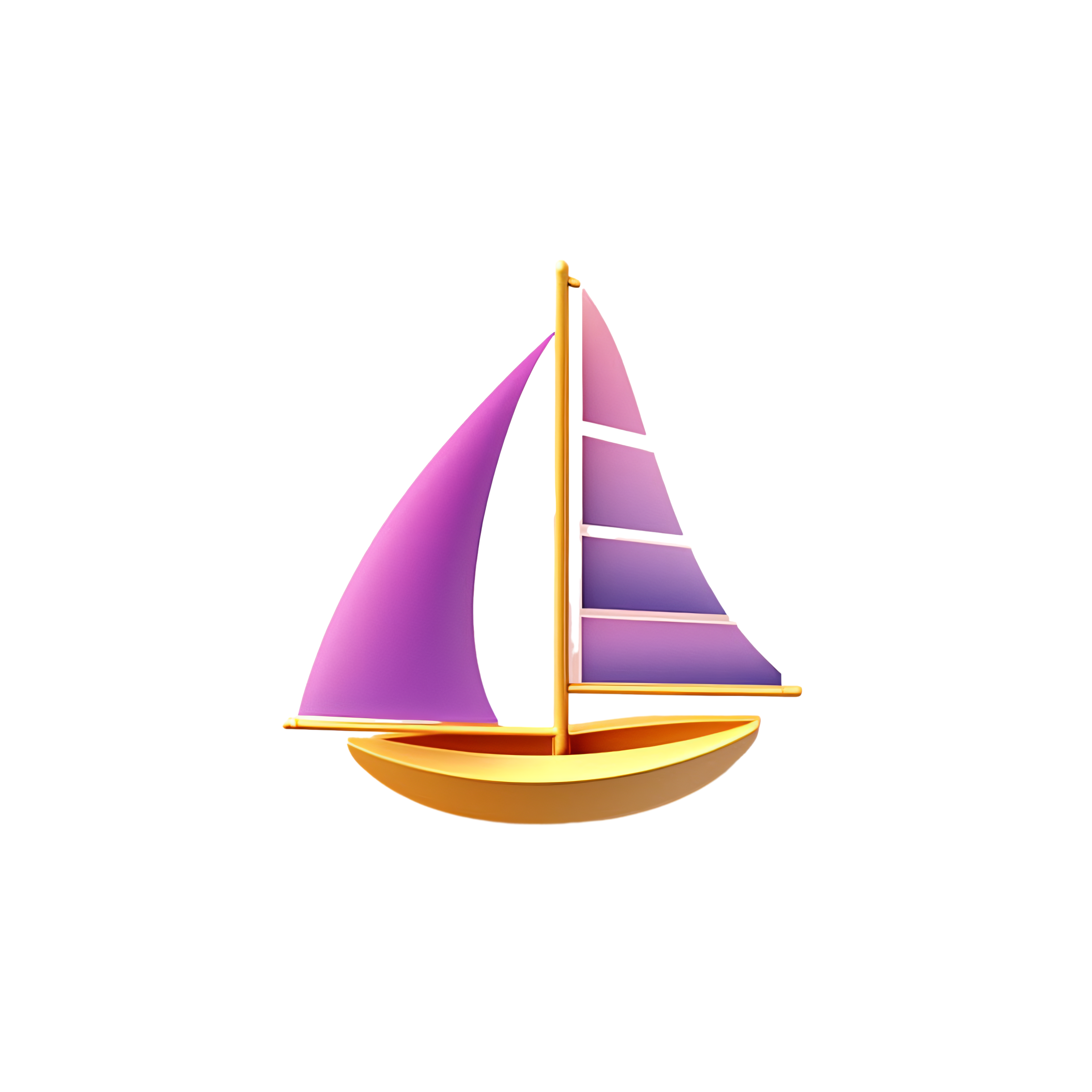 透明背景紫色帆船3D物品图标素材