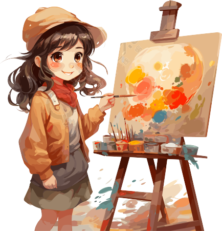 小女孩绘画插画艺术设计