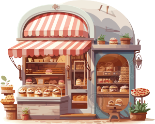 可商用糕点店铺透明背景插画
