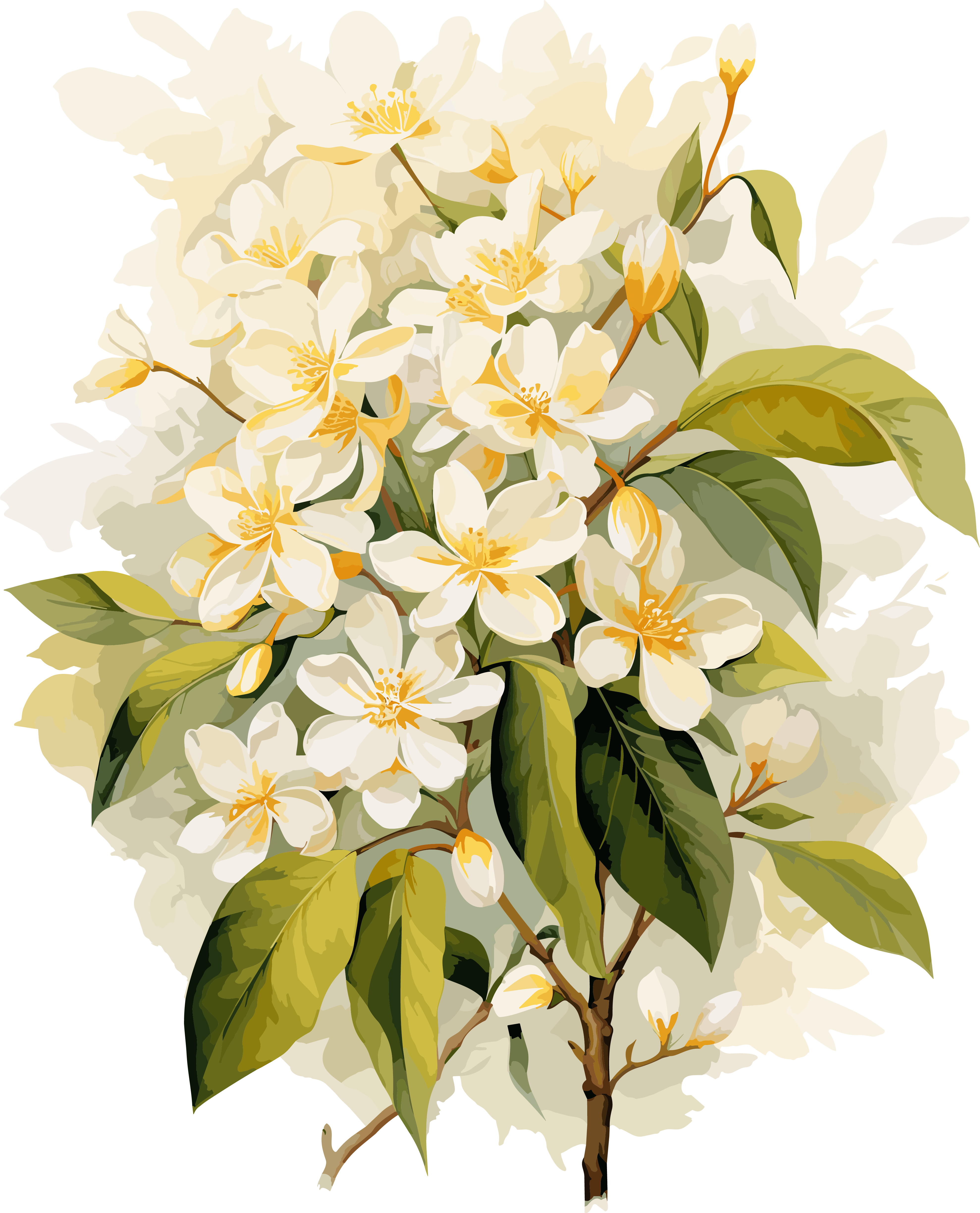 可商用图形素材茉莉花束插图